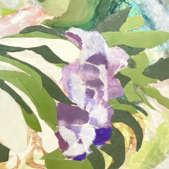 Floral Collage Painting On Paper Mixed Media on Paper - Picture 6 of 9